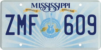 MS license plate ZMF609