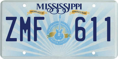 MS license plate ZMF611
