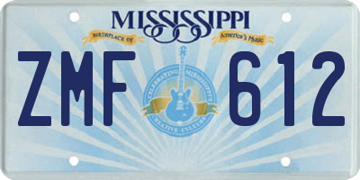 MS license plate ZMF612