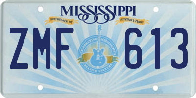 MS license plate ZMF613