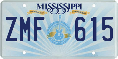 MS license plate ZMF615