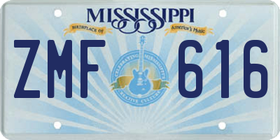 MS license plate ZMF616