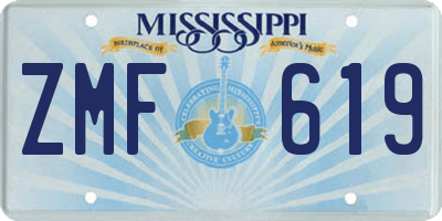 MS license plate ZMF619