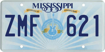 MS license plate ZMF621