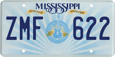 MS license plate ZMF622