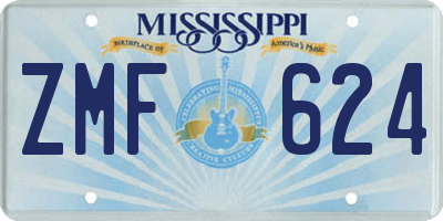 MS license plate ZMF624