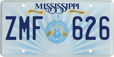 MS license plate ZMF626