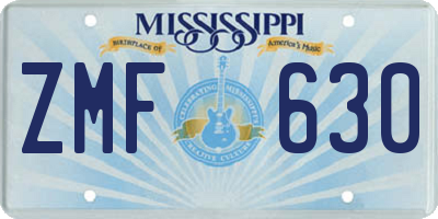 MS license plate ZMF630