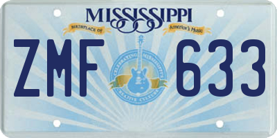 MS license plate ZMF633