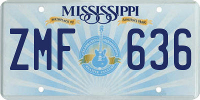MS license plate ZMF636