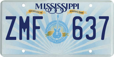 MS license plate ZMF637
