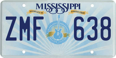 MS license plate ZMF638