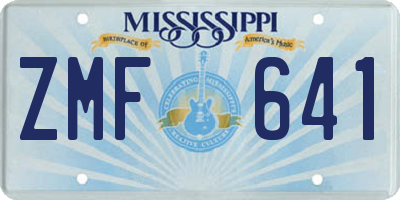 MS license plate ZMF641