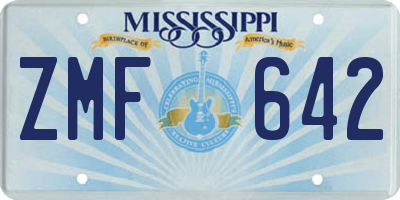 MS license plate ZMF642
