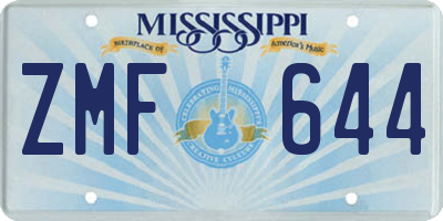 MS license plate ZMF644