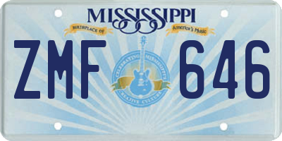 MS license plate ZMF646