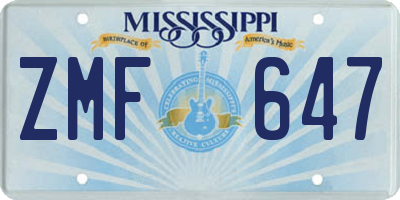 MS license plate ZMF647