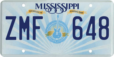 MS license plate ZMF648