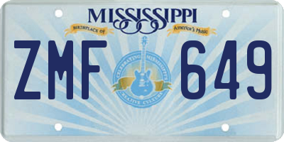 MS license plate ZMF649