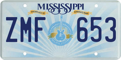 MS license plate ZMF653