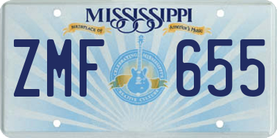 MS license plate ZMF655