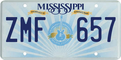 MS license plate ZMF657