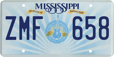 MS license plate ZMF658