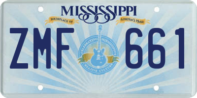MS license plate ZMF661