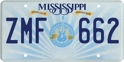 MS license plate ZMF662