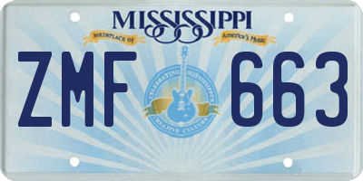 MS license plate ZMF663