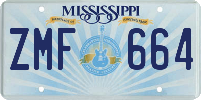 MS license plate ZMF664
