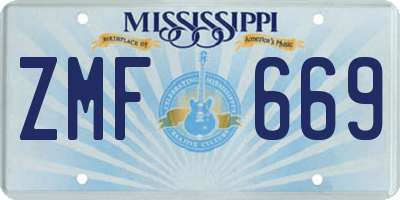 MS license plate ZMF669
