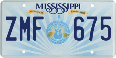 MS license plate ZMF675