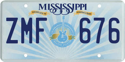 MS license plate ZMF676