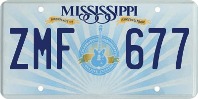 MS license plate ZMF677