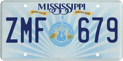 MS license plate ZMF679