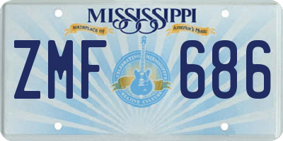 MS license plate ZMF686