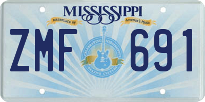 MS license plate ZMF691