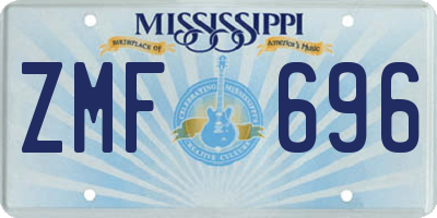 MS license plate ZMF696