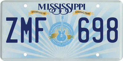 MS license plate ZMF698