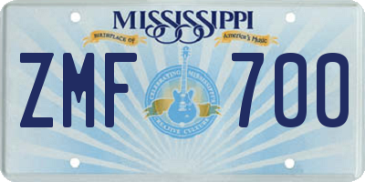 MS license plate ZMF700