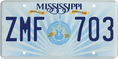 MS license plate ZMF703