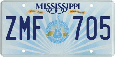 MS license plate ZMF705