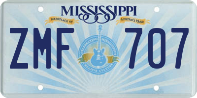MS license plate ZMF707