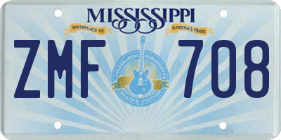 MS license plate ZMF708