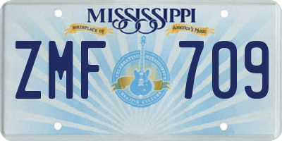 MS license plate ZMF709
