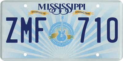MS license plate ZMF710