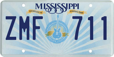 MS license plate ZMF711