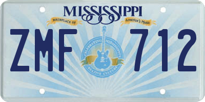 MS license plate ZMF712