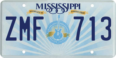 MS license plate ZMF713